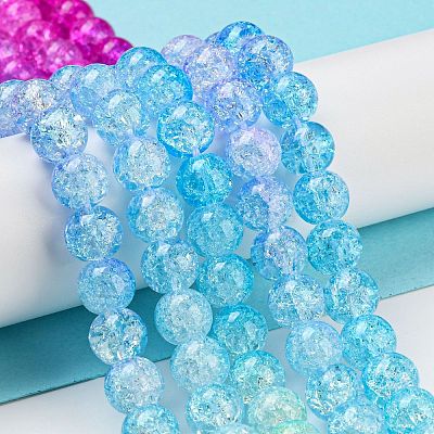 Spray Painted Crackle Glass Beads Strands DGLA-C002-8mm-05-1