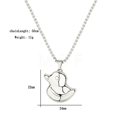 Stainless Steel Box Chain Duck Pendant Necklaces GZ1226-2-1