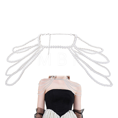 Imitation Pearl Round Beaded Shoulder Body Chains for Women AJEW-WH0816-462P-1