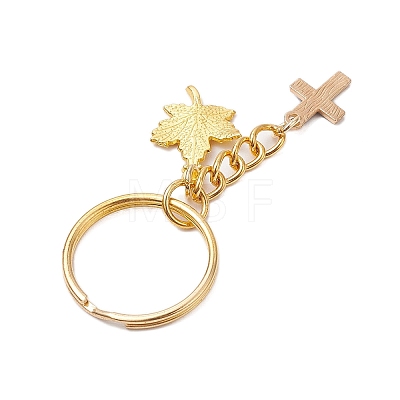 Maple Leaf & Cross Alloy Enamel Charm Keychains KEYC-JKC00985-01-1