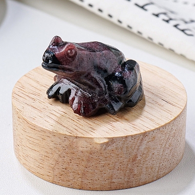 Natural Garnet Carved Healing Frog Figurines PW-WG28161-02-1