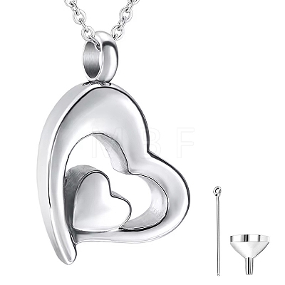 304 Stainless Steel Heart Pendant Urn Ashes Necklaces PW-WG8DE50-01-1
