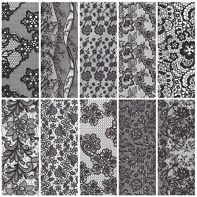 10 Rolls PET Lace Flower Nail Foils Floral Transfer Paper STIC-SP0001-18-1