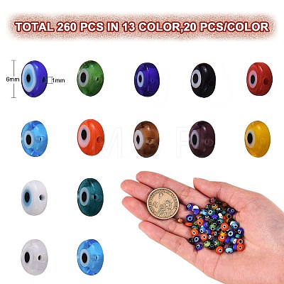 260Pcs Handmade Evil Eye Lampwork Beads LAMP-SZ0001-06-1