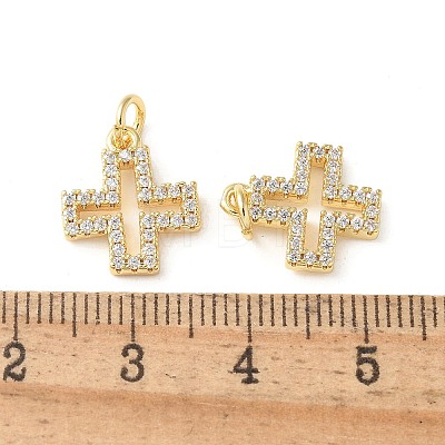 Brass Micro Pave Clear Cubic Zirconia Pendants KK-Q031-35G-01-1