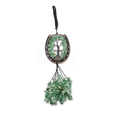 Natural Green Aventurine Chip Tree of Life Pendants Decoration G-F733-06G-1