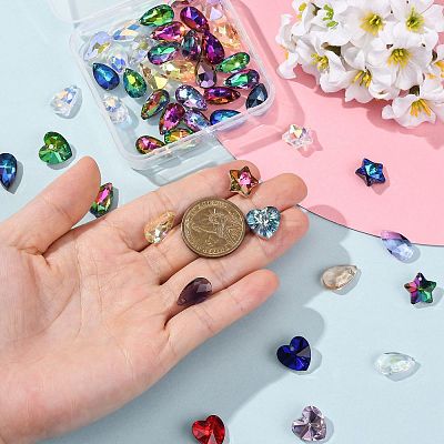 40Pcs 10 Colors Faceted Glass Charms GLAA-FS0002-68-1