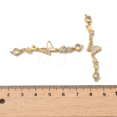 Brass Pave Clear Cubic Zirconia Connector Charms KK-Z139-12G-04-1