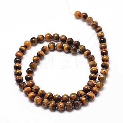 Natural Tiger Eye Round Bead Strands X-G-P072-33-4mm-1