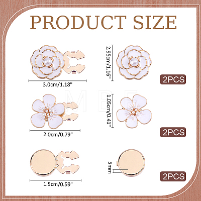6Pcs 3 Styles Flat Round & Flower Alloy Cufflinks FIND-ME0004-46-1