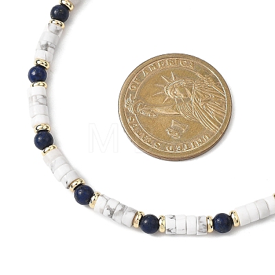 Round Natural Lapis Lazuli & Natural Howlite Heishi Beaded Necklaces NJEW-JN05662-1