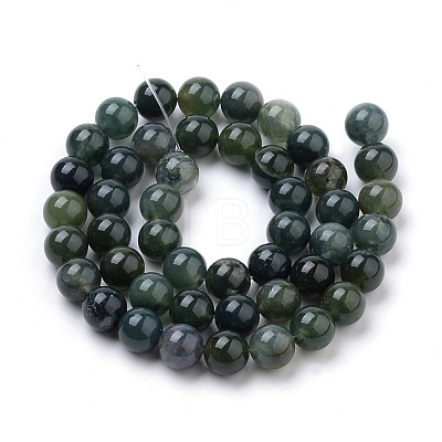 Natural Moss Agate Beads Strands X-G-S259-18-6mm-1