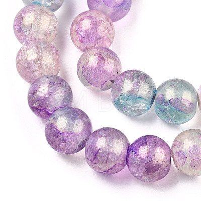 Baking Painted Crackle Glass Bead Strands DGLA-R053-04J-1