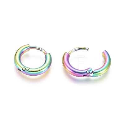 Ion Plating(IP) 304 Stainless Steel Huggie Hoop Earrings EJEW-F111B-13mm-Y-1