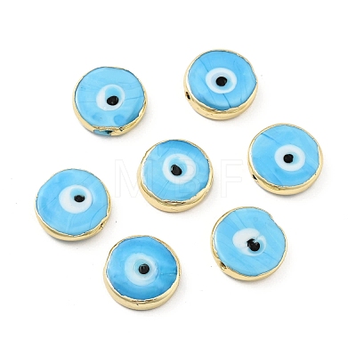 Rack Plating Handmade Evil Eye Lampwork Beads KK-F838-02F-G-1