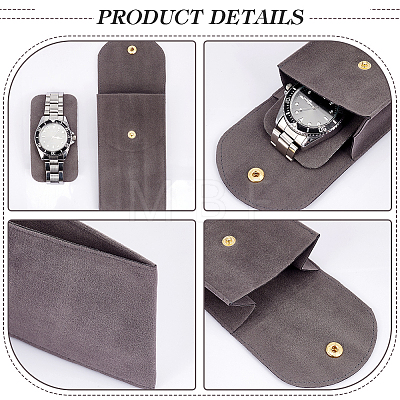 Rectangle Velvet Single Watch Storage Bag with Flip Cover ABAG-WH0044-46A-1