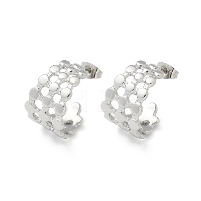 304 Stainless Steel C-Shaped Stud Earrings for Women EJEW-A119-15P-1