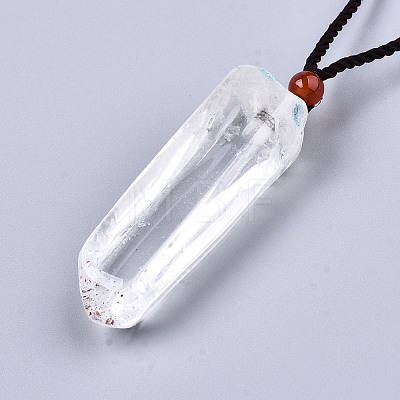 Natural Quartz Crystal Pendant Necklaces NJEW-S421-031-1