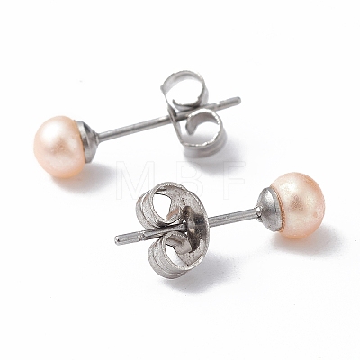 Natural Pearl Ear Studs EJEW-P223-01A-P02-1