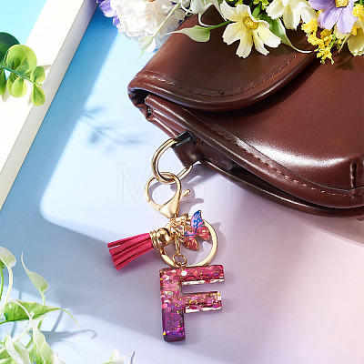 Alloy Resin Butterfly Keychains KEYC-TADJ0002-02G-F-1