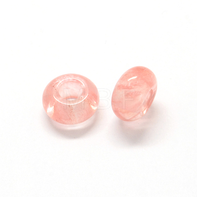 Cherry Quartz Glass European Large Hole Beads G-Q442-17-1