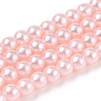 Baking Paint Pearlized Glass Pearl Round Bead Strands HY-Q330-8mm-05-1