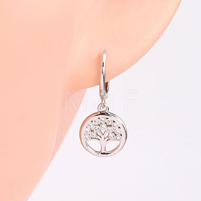 925 Sterling Silver Tree of Life Hoop Earrings ND7706-2-1