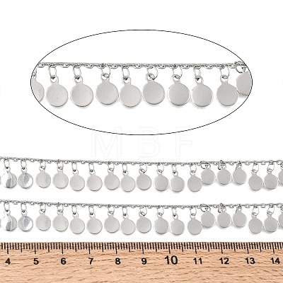 304 Stainless Steel Link Chains with Blank Disc Charms STAS-D391-02P-1