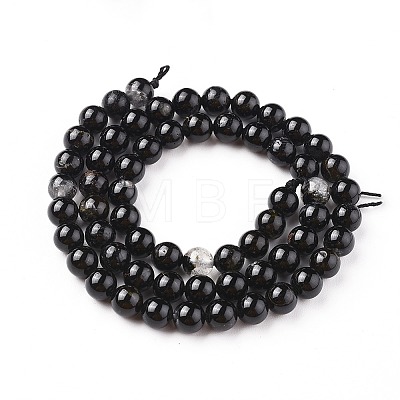 Natural Black Tourmaline Beads Strands G-F666-05-6mm-1