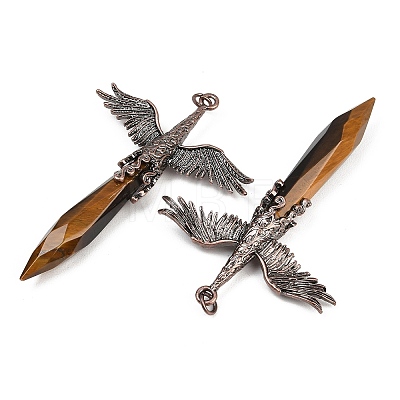 Natural Tiger Eye Faceted Pointed Bullet Shaped Big Pendants G-T145-01R-03-1
