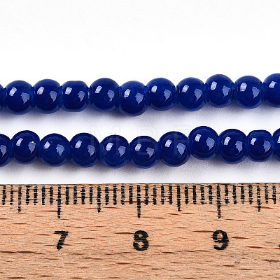 Baking Painted Imitation Jade Glass Round Bead Strands DGLA-Q021-4mm-33-1