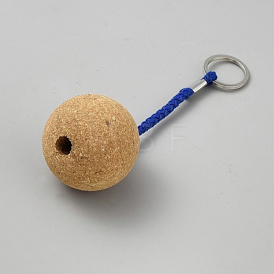 Cork Ball Float Keychain for Boating Fishing Kayaking AJEW-WH0596-033B-1