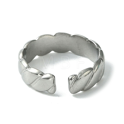 304 Stainless Steel Grooved Open Cuff Ring RJEW-L110-027P-1