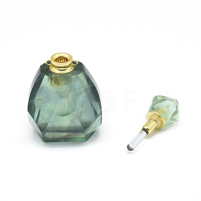 Faceted Natural Fluorite Openable Perfume Bottle Pendants G-E556-14A-1