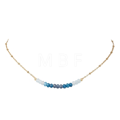 Dyed Natural Malaysia Jade Faceted Rondelle Beaded 304 Stainless Steel Satellite Chain Necklaces for Women NJEW-JN05783-03-1