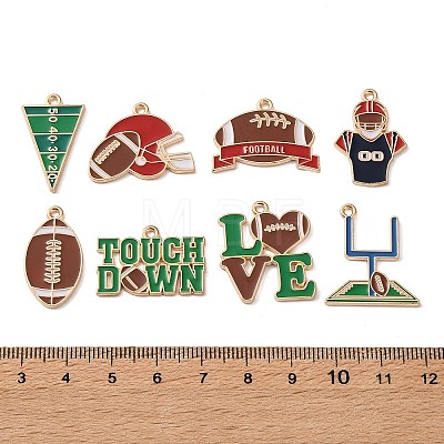 Rugby Alloy Enamel Pendants AL-K001-01-1