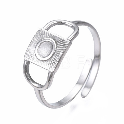 Non-Tarnish 304 Stainless Steel Rectangle Open Cuff Ring RJEW-T023-86P-1