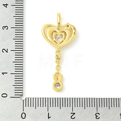 Heart Real 18K Gold Plated Rack Plating Brass Micro Pave Cubic Zirconia Pendants KK-S396-09B-1