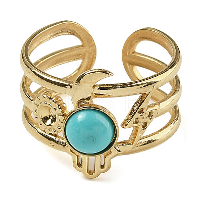 Synthetic Turquoise Finger Rings RJEW-U027-07G-03-1