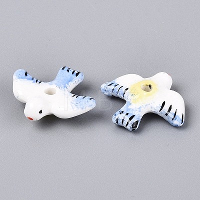 Hand Painted Peace Dove Porcelain Beads PORC-N013-05-1