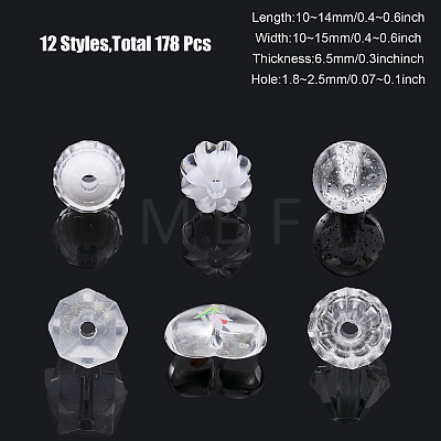 178Pcs 12 Style Transparent Acrylic Beads TACR-CA0001-19-1