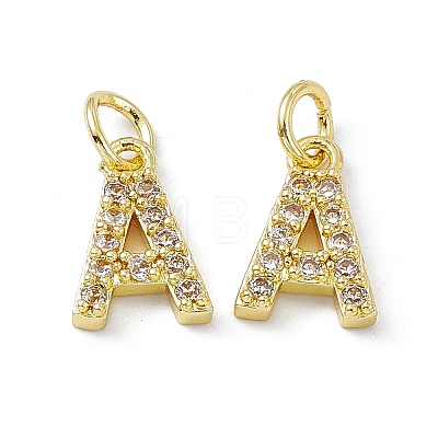 Real 18K Gold Plated Brass Micro Pave Clear Cubic Zirconia Charms KK-E068-VB452-A-1