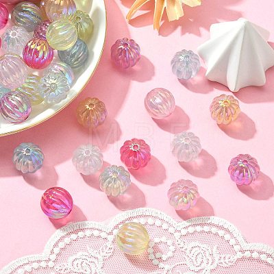 50Pcs UV Plating Rainbow Iridescent Acrylic Beads PACR-CJ0001-28-1