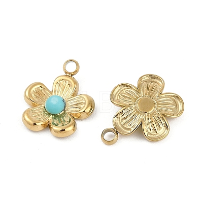 Synthetic Turquoise Flower Charms STAS-I325-143G-01-1