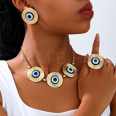 Alloy Enamel Earrings & Necklaces & Rings Sets for Women FS-WG87187-01-1