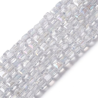 Electroplate Glass Beads Strands EGLA-D018-8x8mm-01-1