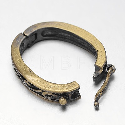 Carved Oval Rack Plating Brass Twister Clasps KK-L115-04AB-NF-1