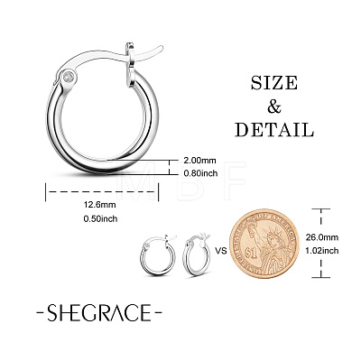 Rhodium Plated 925 Sterling Silver Hoop Earrings JE835A-01-1