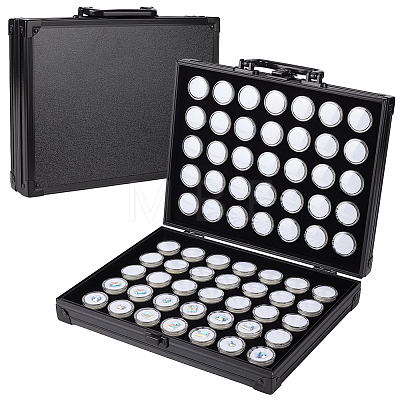Rectangle Black Aluminum Alloy Organizer Handled Boxes CON-WH0089-254A-1
