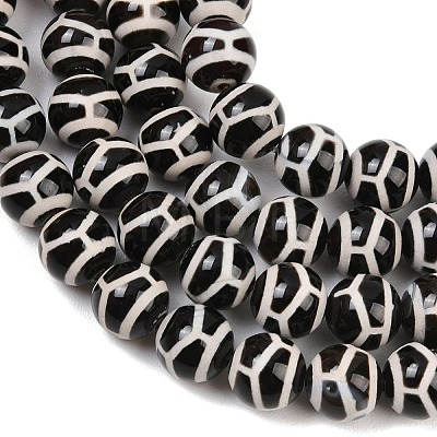 Tibetan Style dZi Beads Strands G-G328-A04-10mm-1